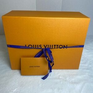 Louis Vuitton Orange Gift Box with Blue Ribbon #3